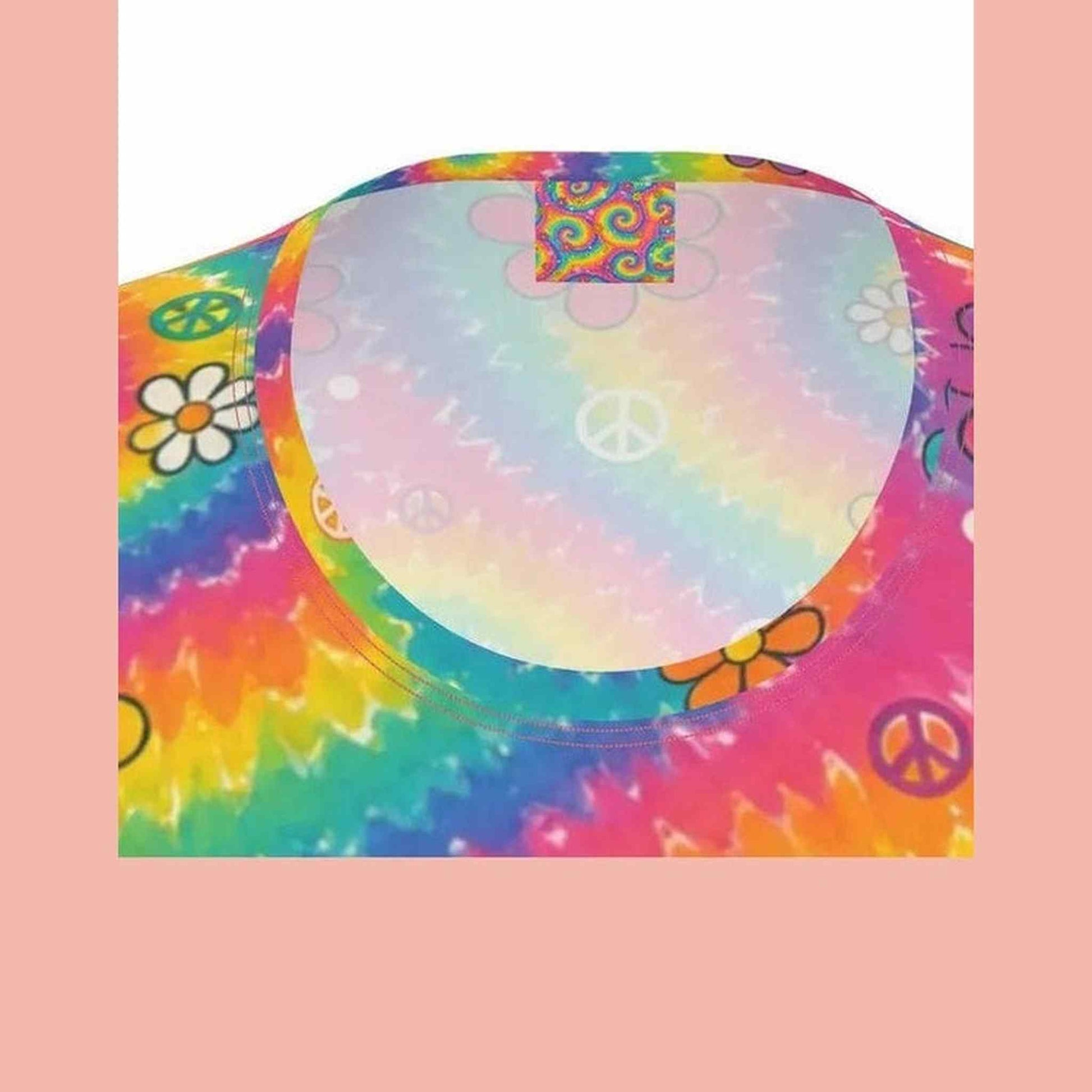 Rounded crew neck detail on women's soft jersey tie-dye t-shirt