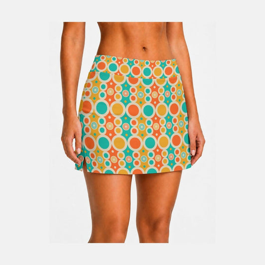 Retro Circles High-Stretch A-Line Skort