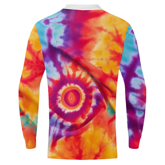 Vibrant Tie Dye White Collar Quarter Zip Sweatshirt