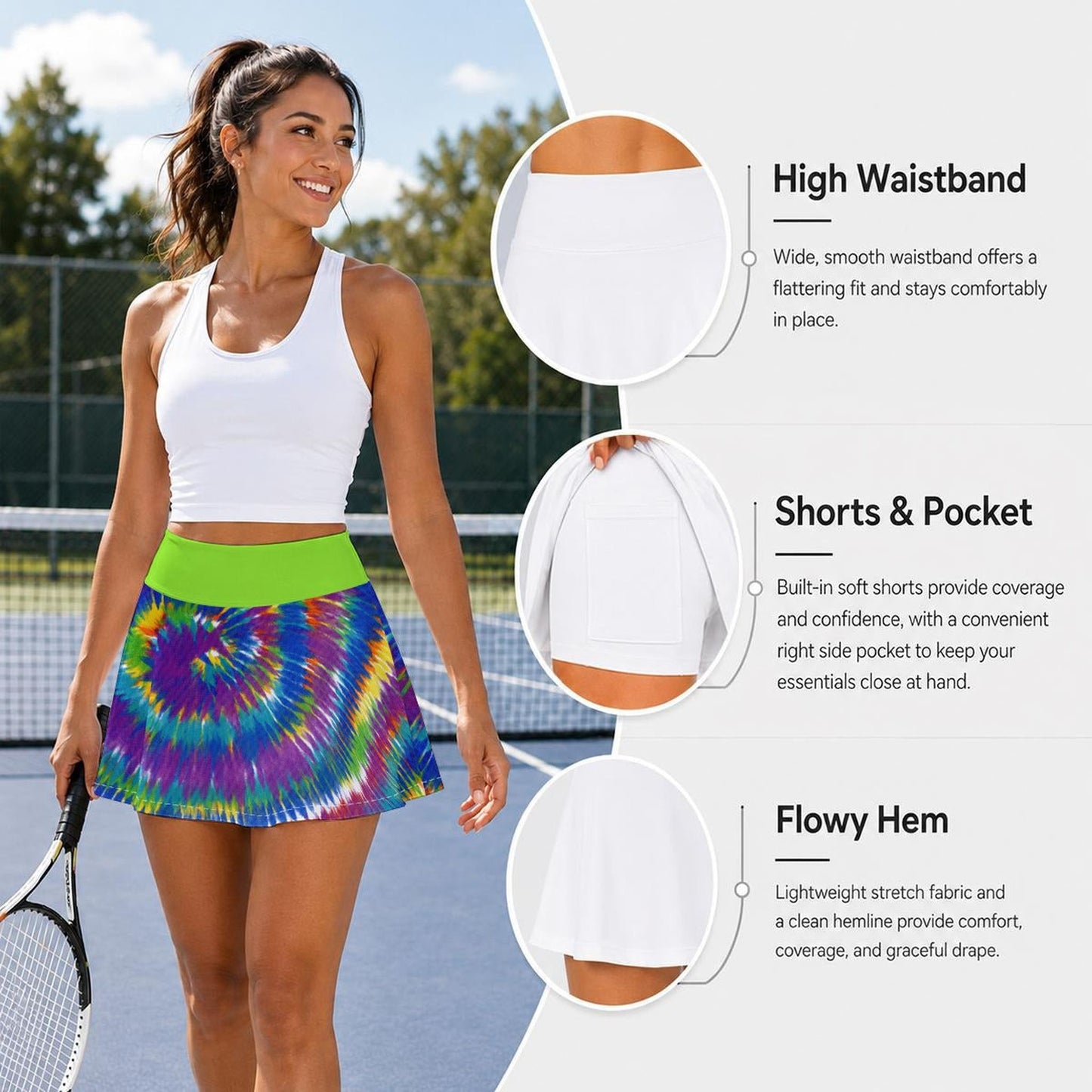 Tie Dye Pleated Skort