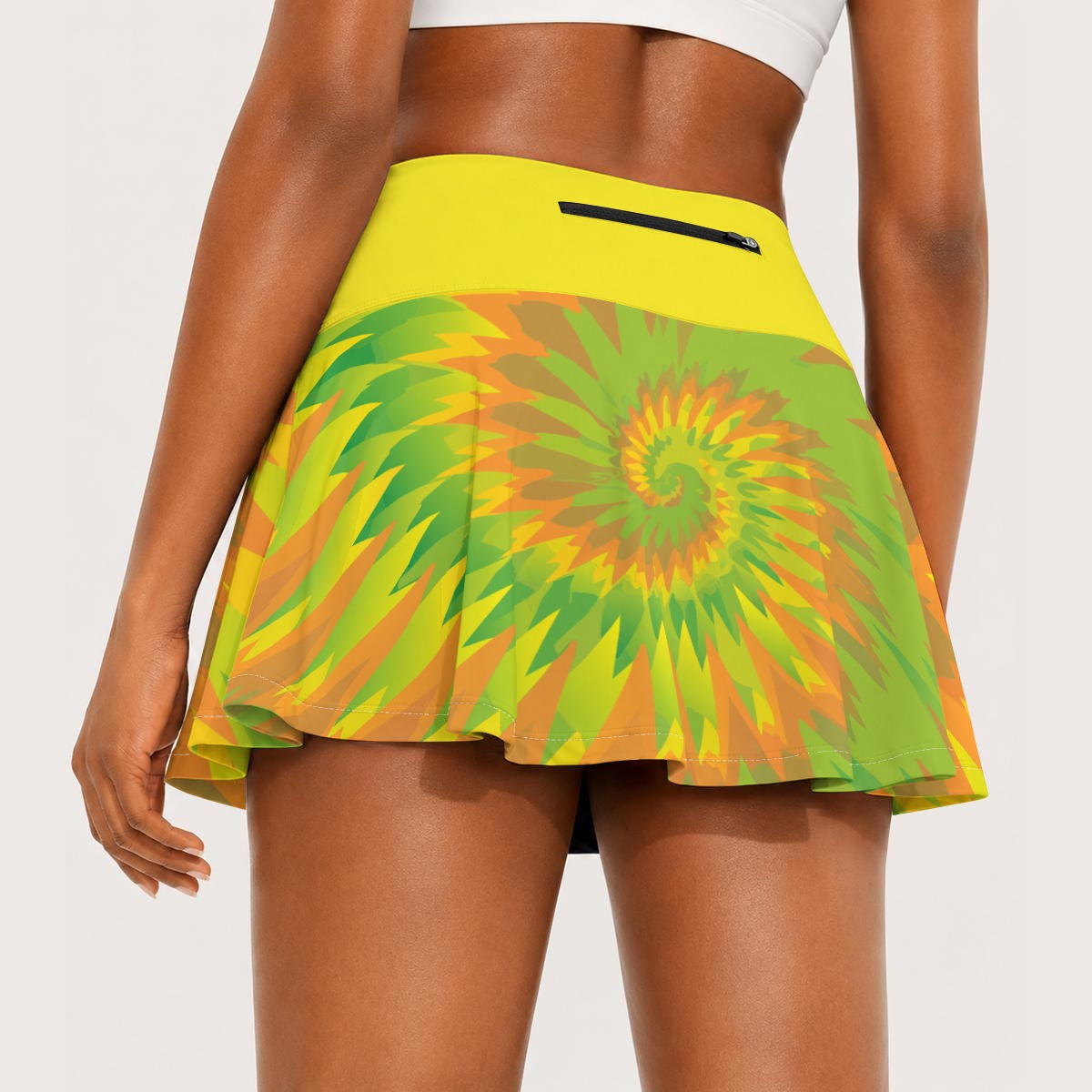 Tie Dye Yellow Pleated Athletic Skort