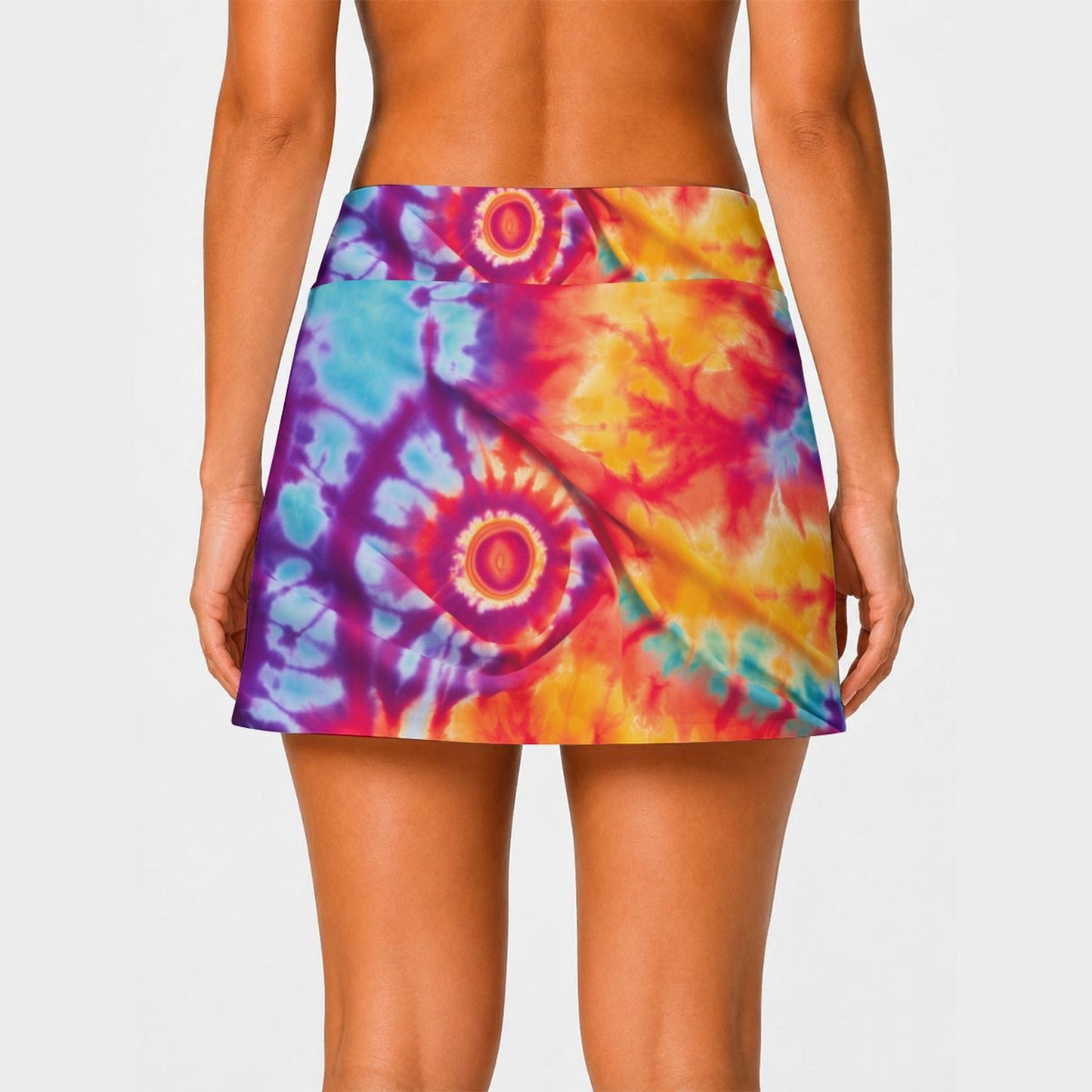 Vibrant Tie Dye High-Stretch A-Line Skort