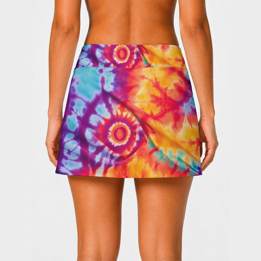 Vibrant Tie Dye High-Stretch A-Line Skort