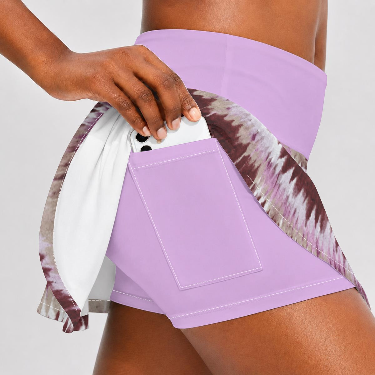 Tie Dye Purple Pleated Athletic Skort