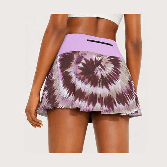 Tie Dye Purple Pleated Athletic Skort