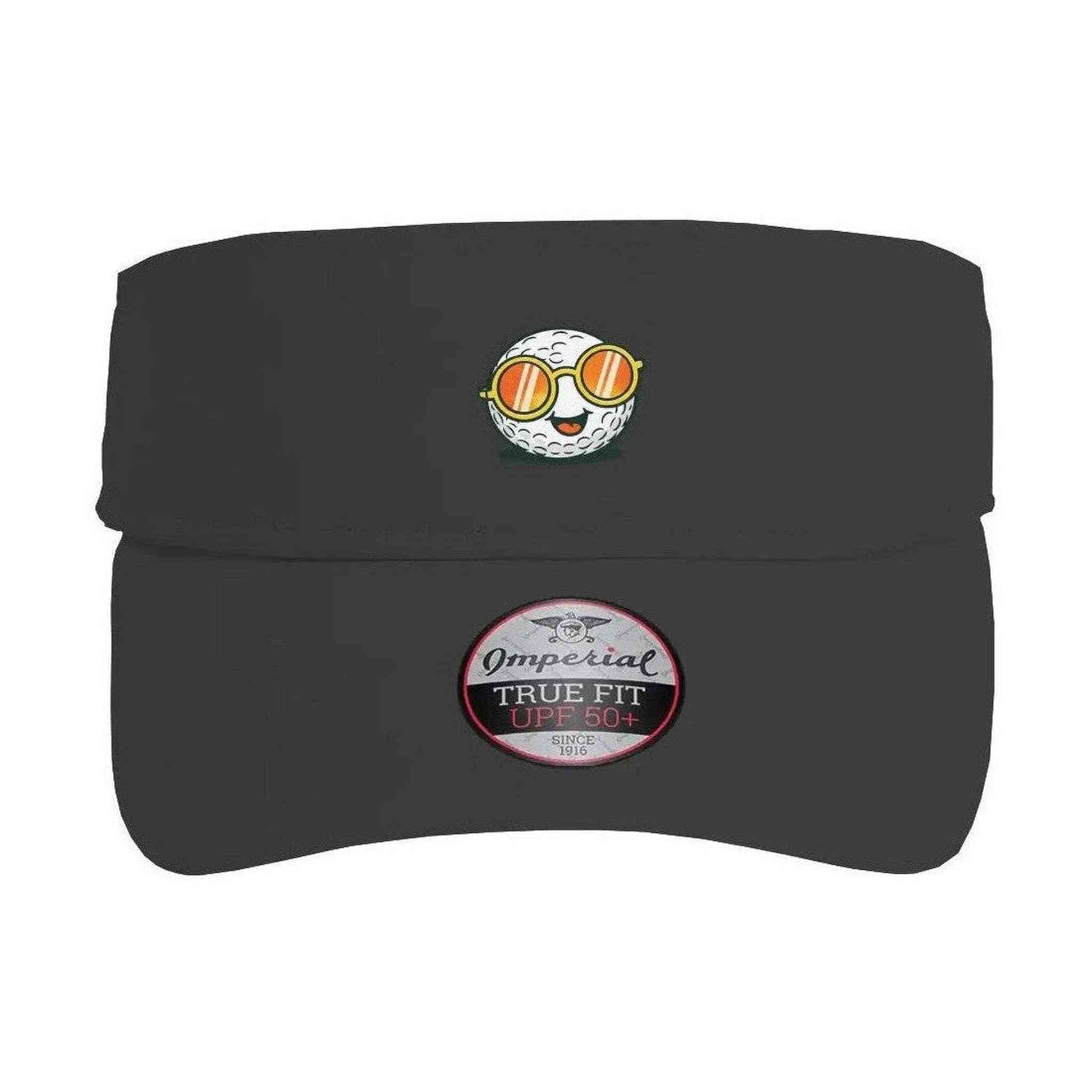 Dark gray Ball Guy Performance Visor with golf ball graphic and UPF 50+ sun protection