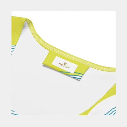 Close-up of Hippie Golf Co tag and yellow lining inside green dress