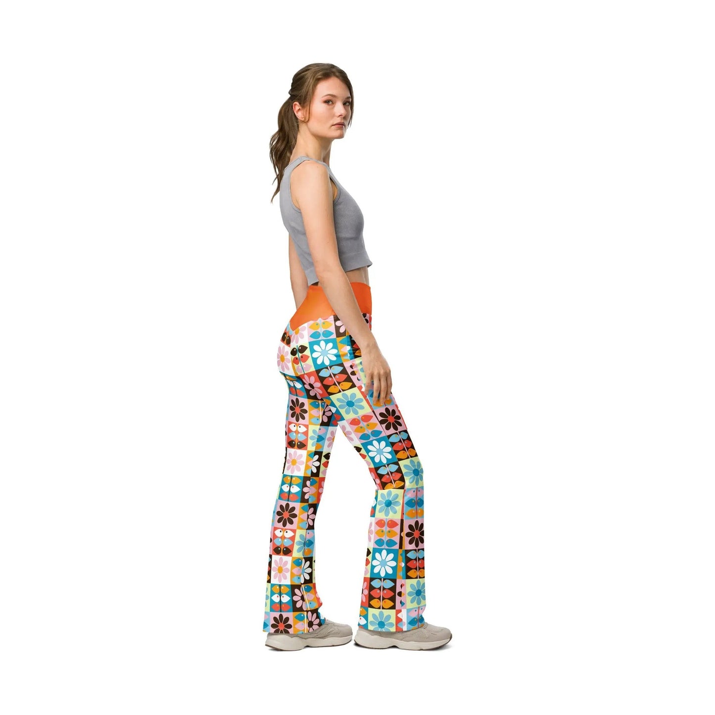Wild Flare leggings with stretchy fabric and colorful patchwork