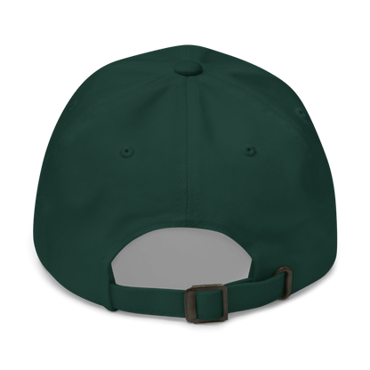 Dark green dad hat interior sweatband and metal buckle