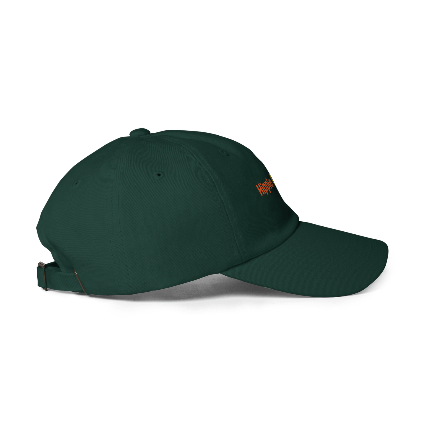 Dark green dad hat side profile with ventilation eyelets