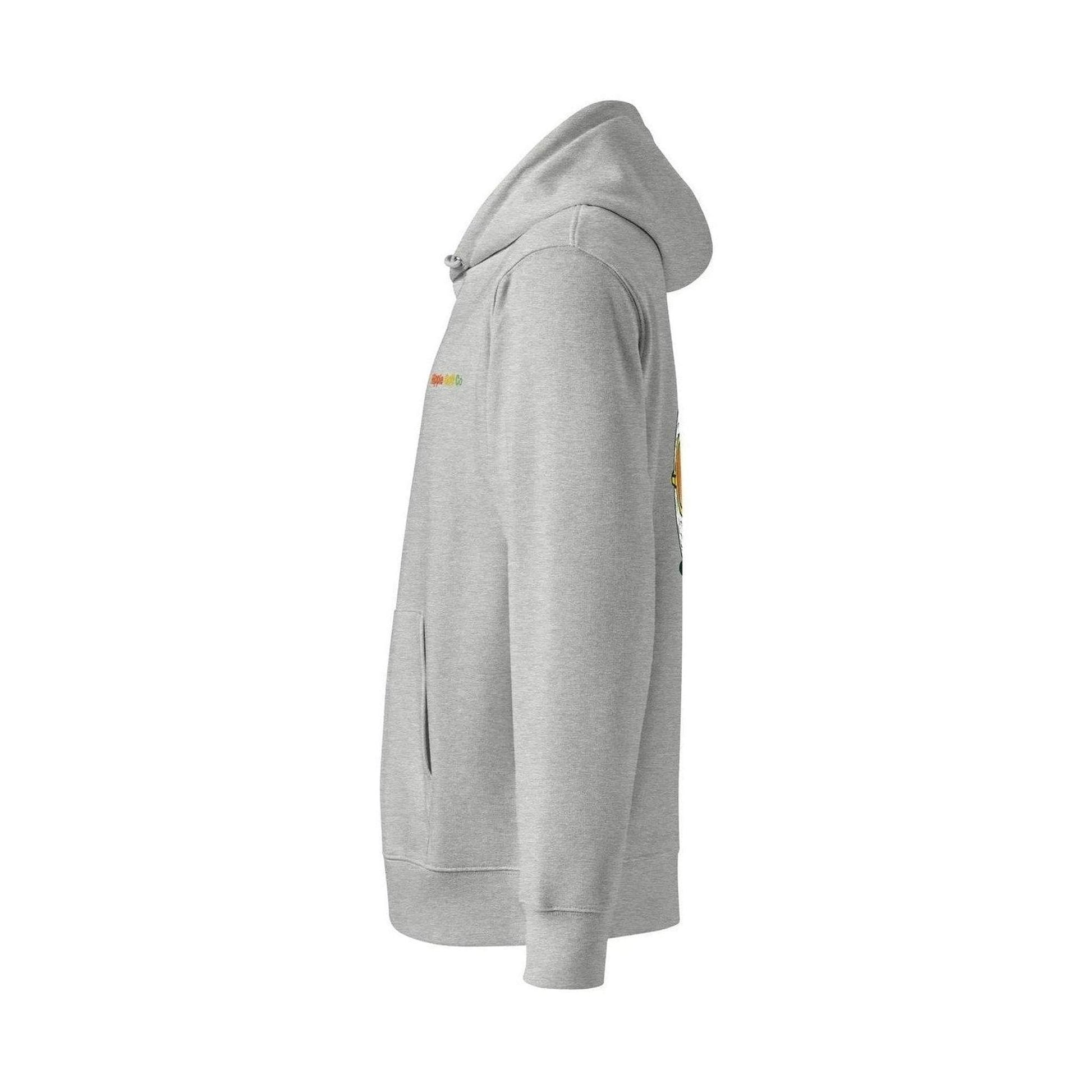 Heather grey unisex hoodie with kangaroo pocket and embroidered brand logo