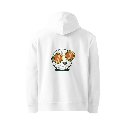 White unisex organic cotton hoodie back view with soft substantial fabric