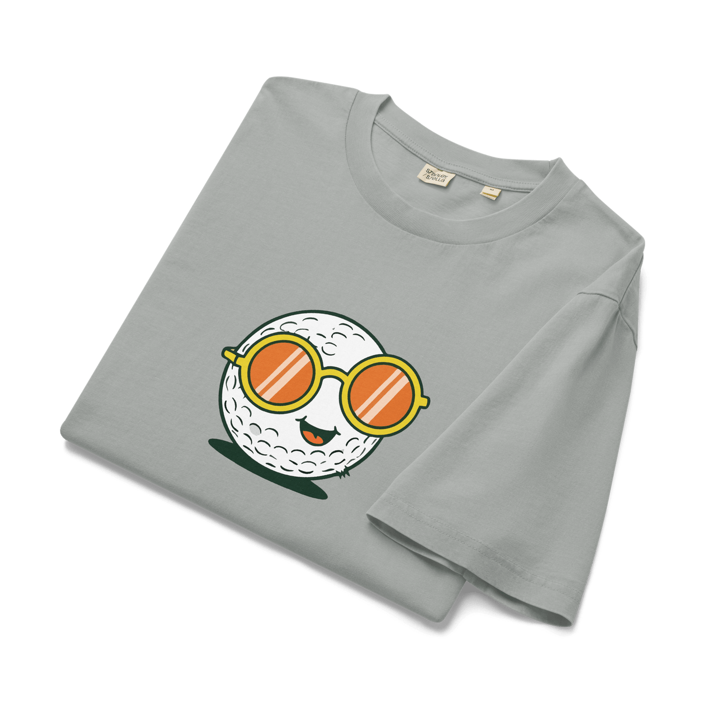 Light gray vintage style t-shirt with smiling golf ball design