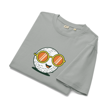Light gray vintage style t-shirt with smiling golf ball design