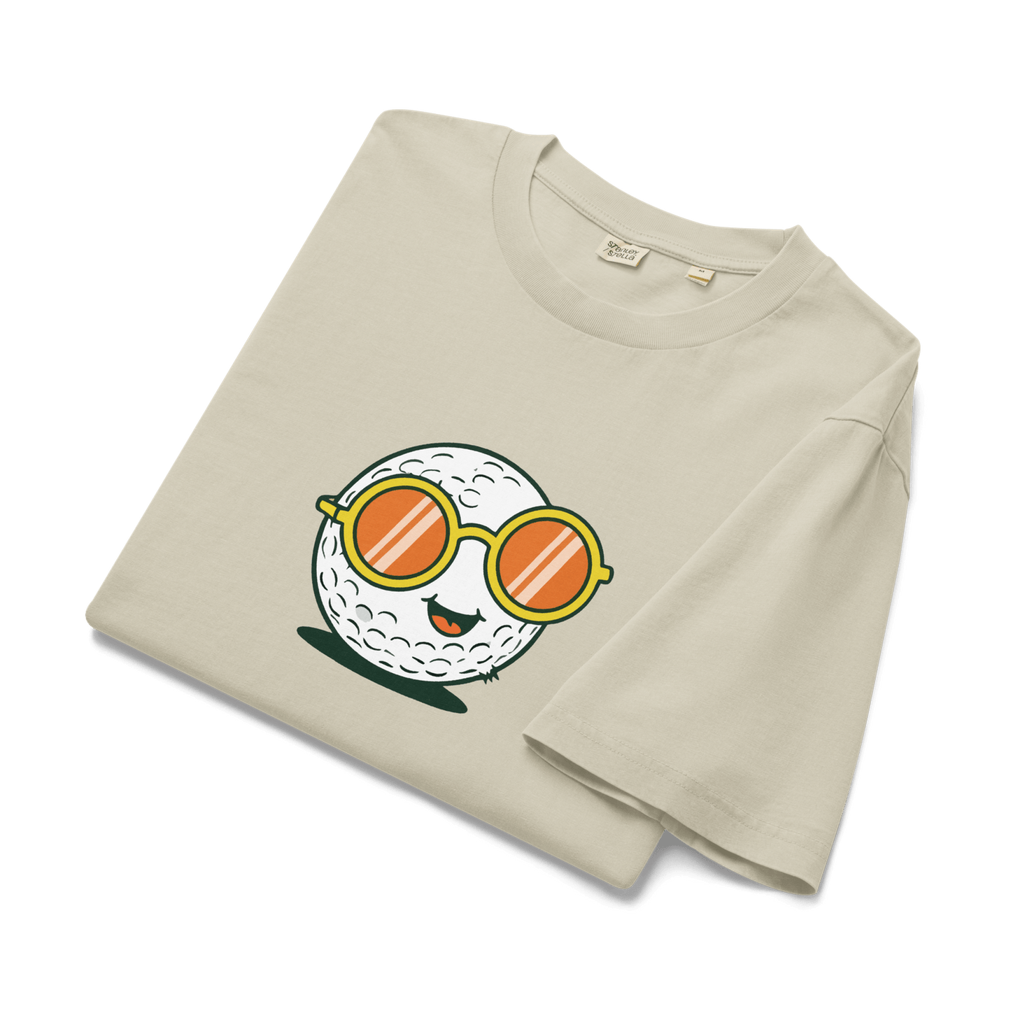 Off-white faded vintage tee with stylized golf ball graphic